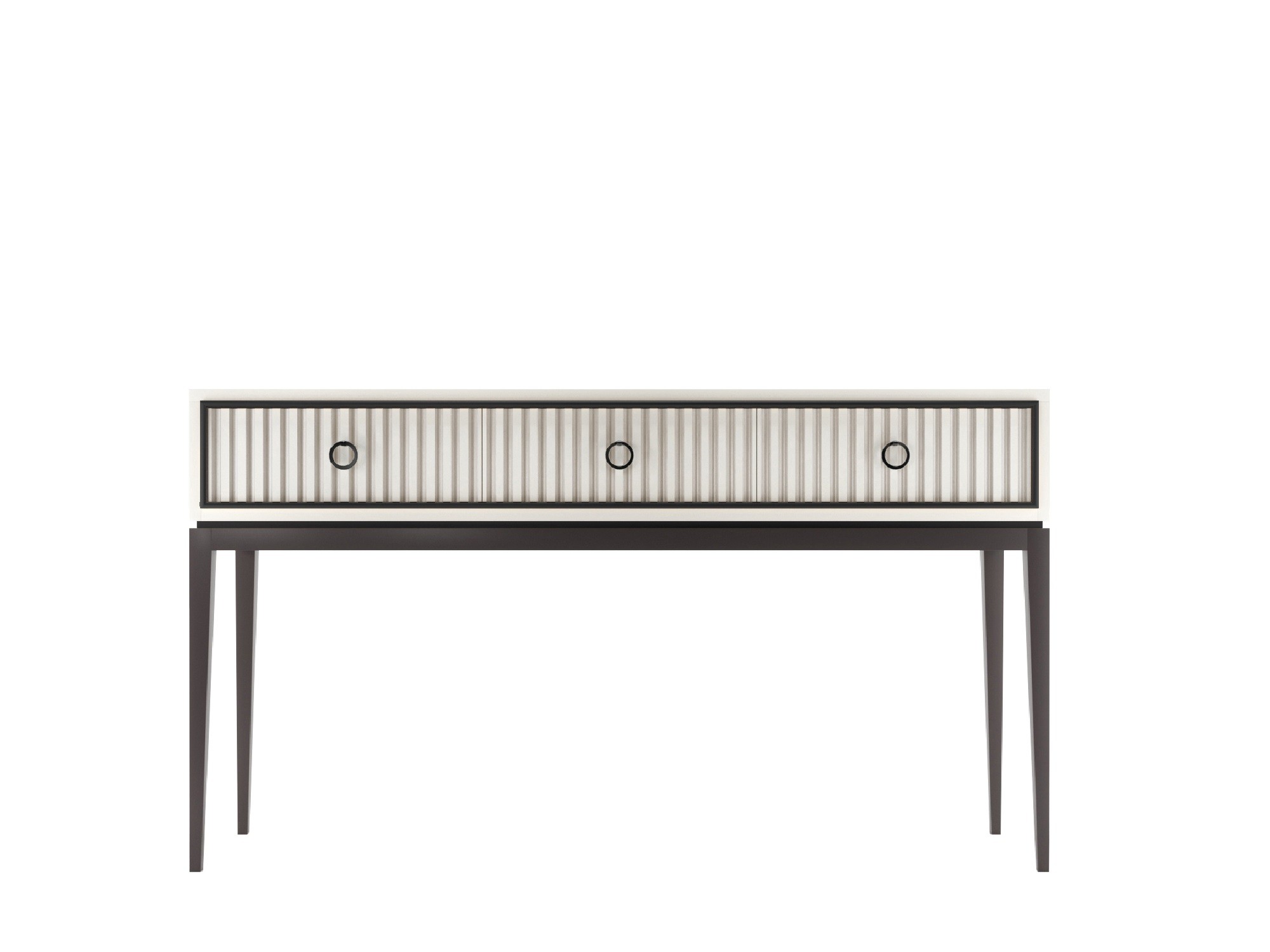 Консоль большая с 3-мя ящиками Nice фасад с фрезеровкой (Молочный/Черный - )