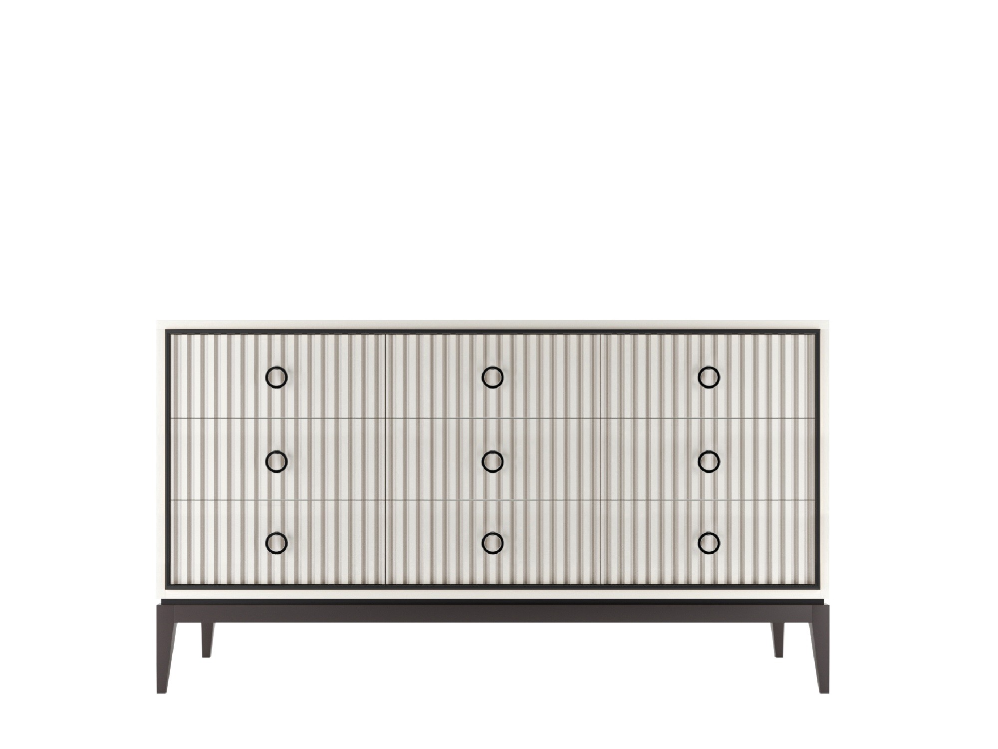 Комод большой 9 ящиков Nice фасад с фрезеровкой (Молочный/Черный - )