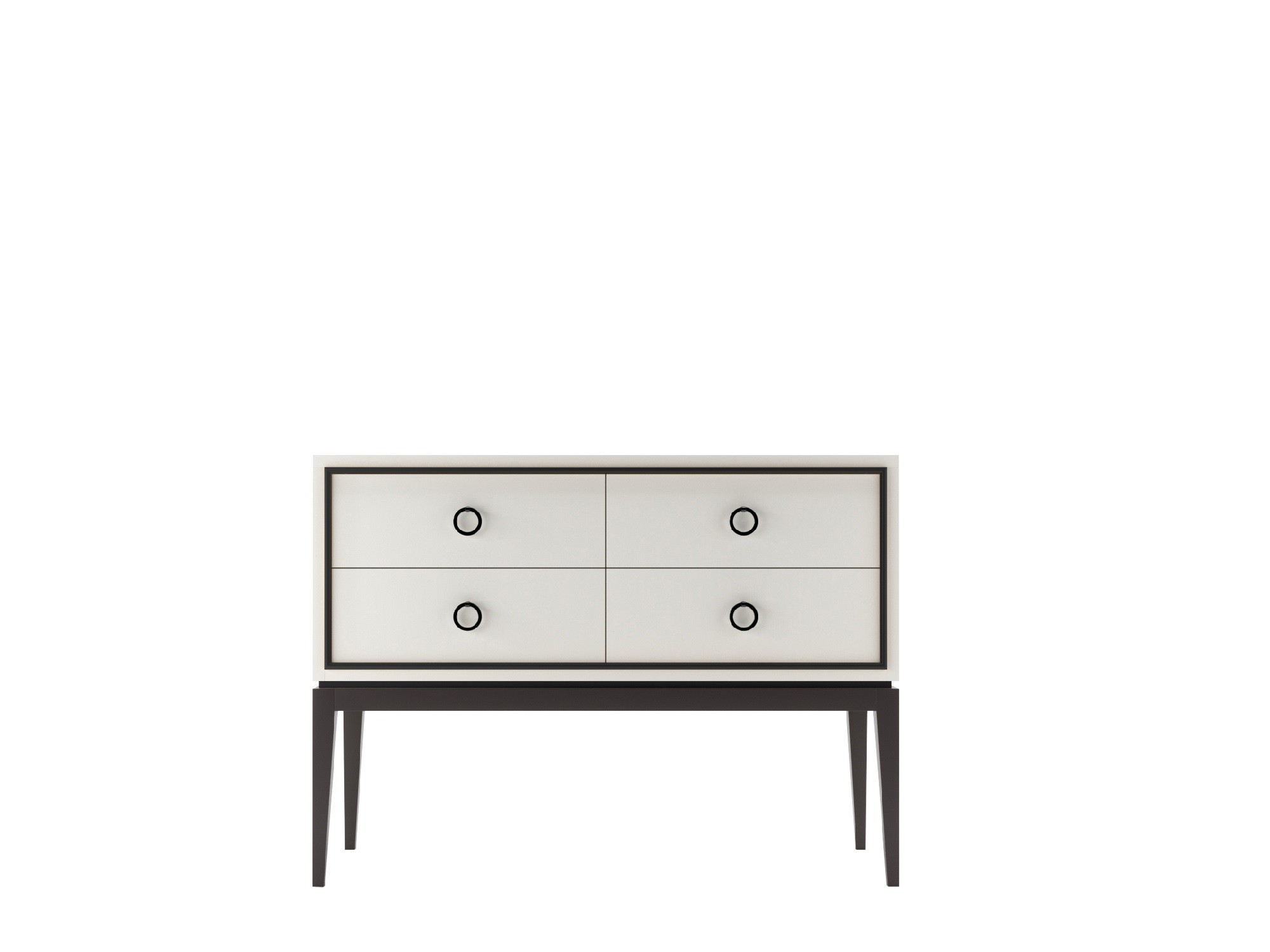 Комод малый на высоких ножках 4 ящика Nice (Молочный/Черный - )