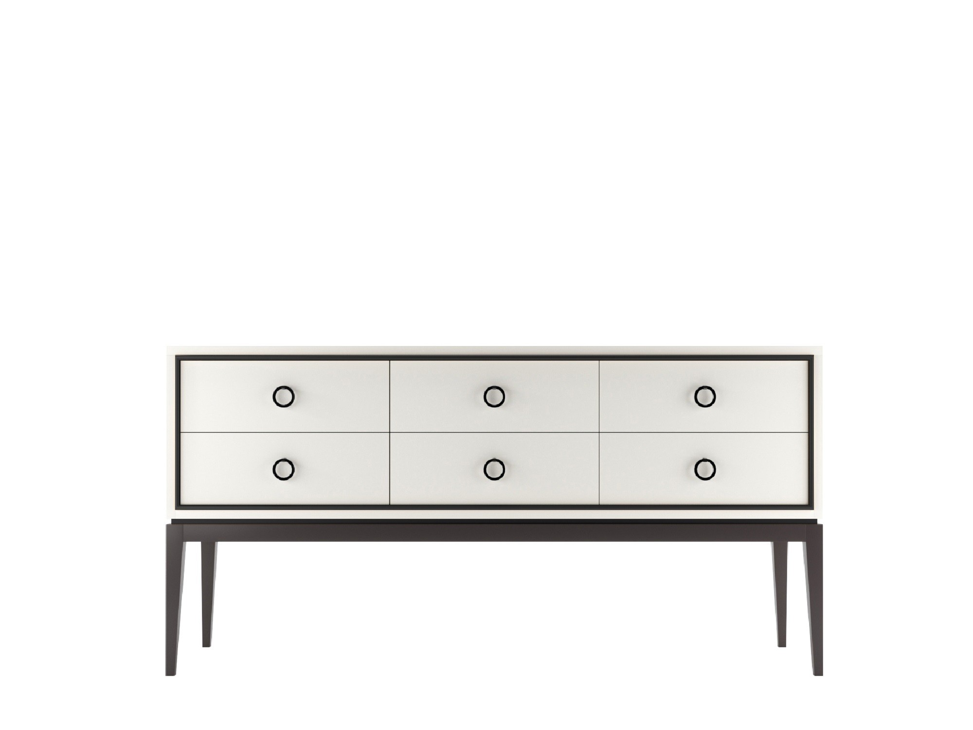 Комод большой на высоких ножках 6 ящиков Nice (Молочный/Черный - )