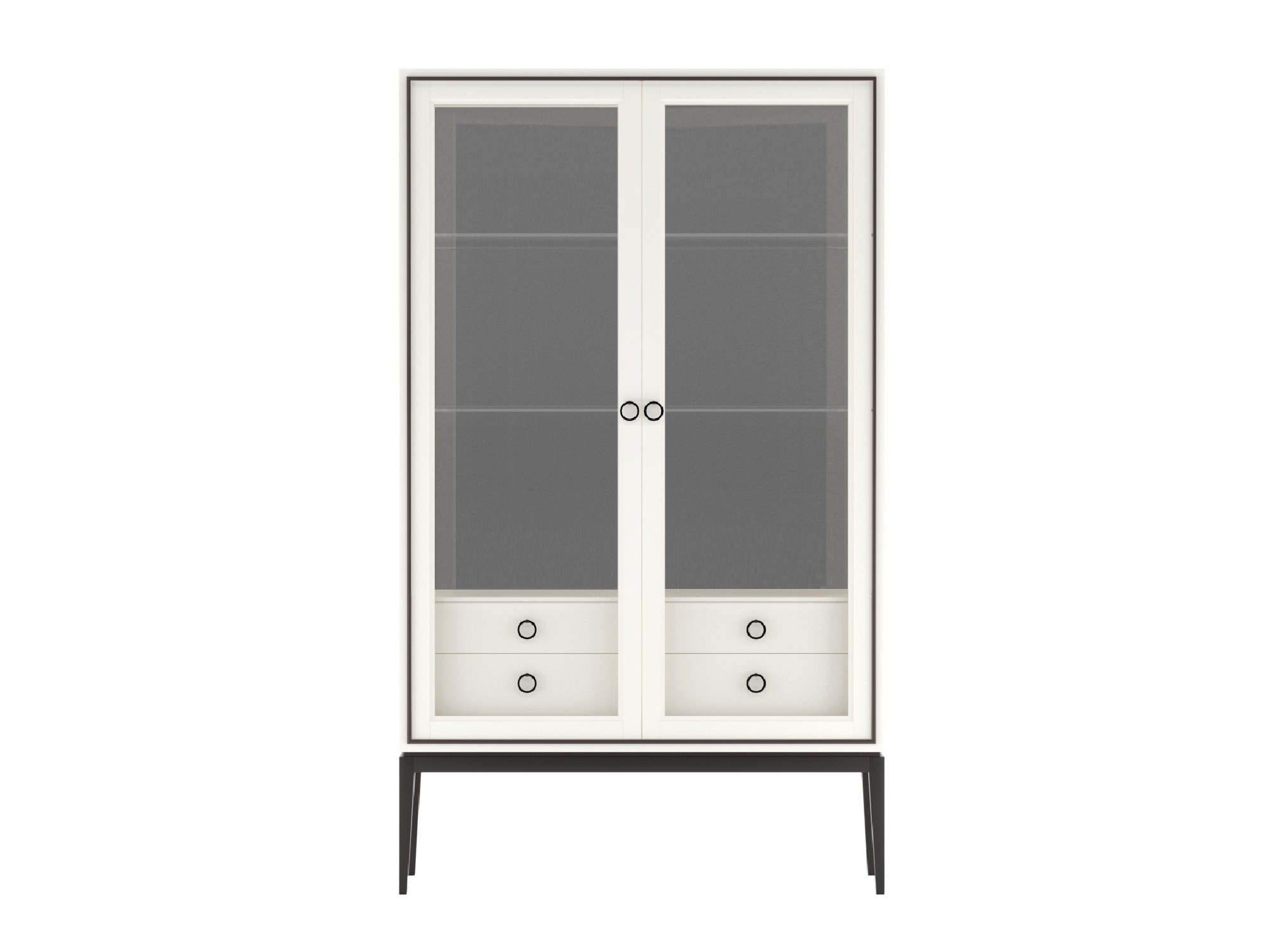 Витрина 2 дверная Nice (Молочный/Черный - )