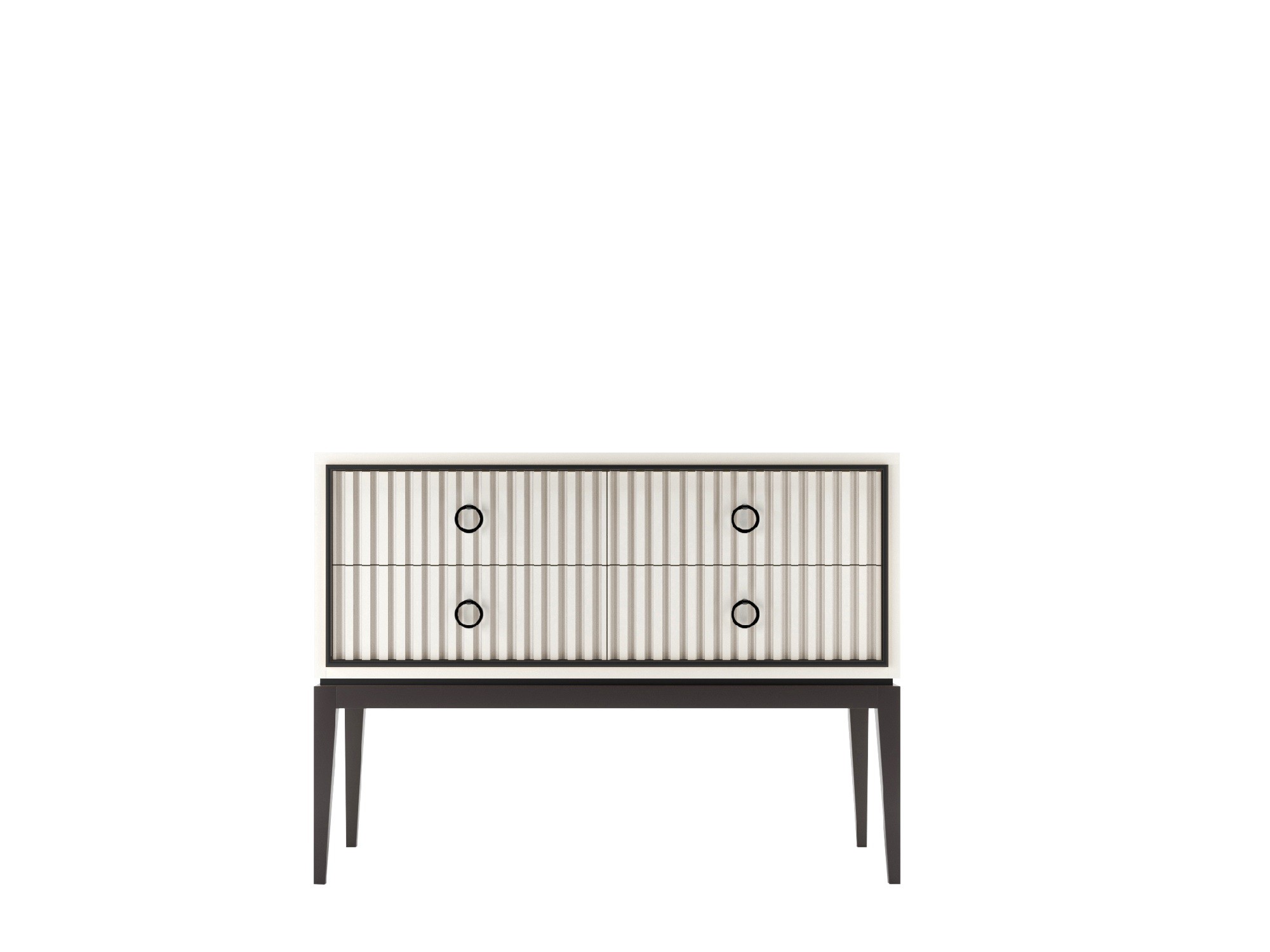 Комод малый на высоких ножках 4 ящика Nice фасад с фрезеровкой (Молочный/Черный - )