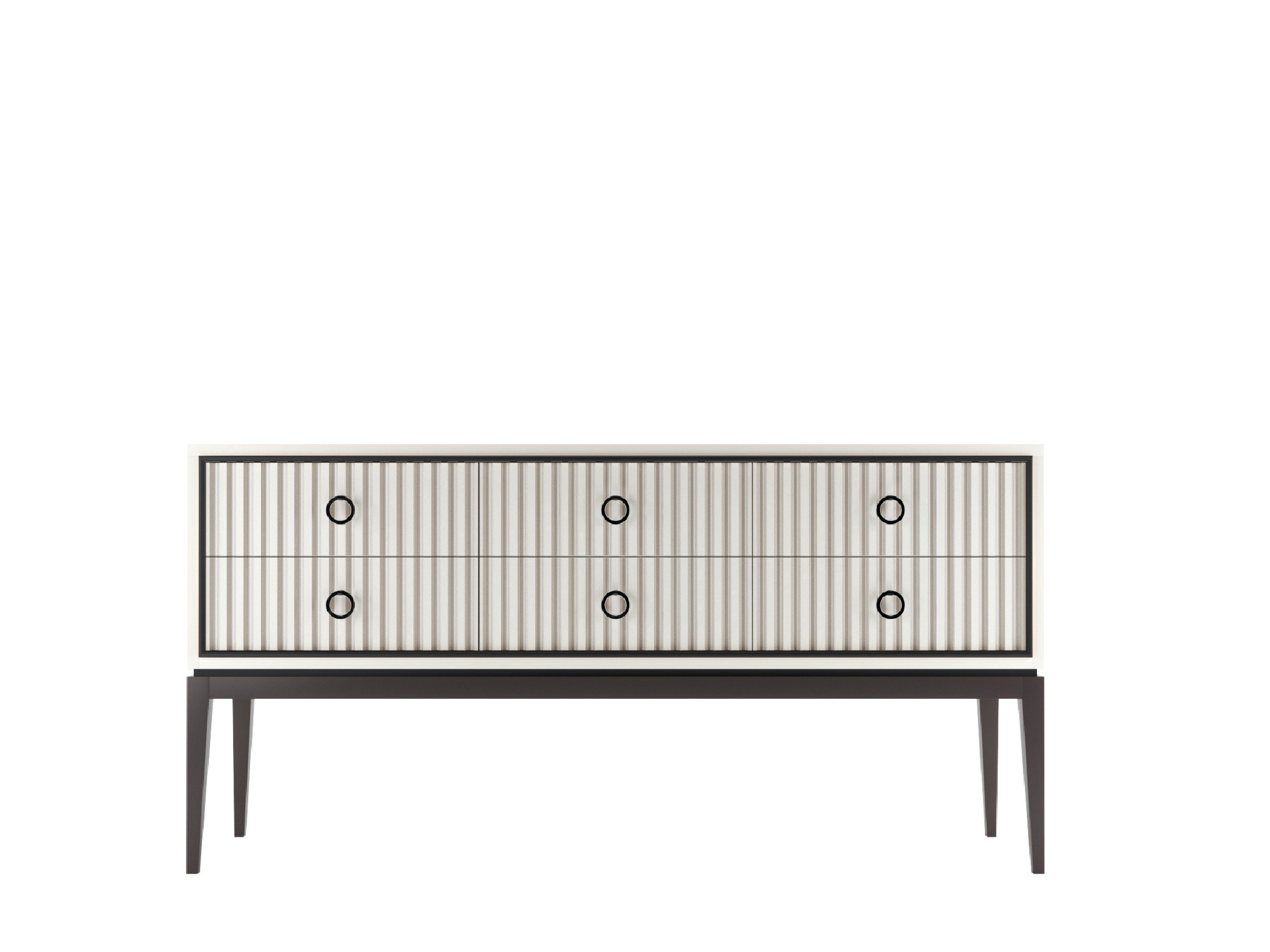 Комод большой на высоких ножках 6 ящиков Nice фасад с фрезеровкой (Молочный/Черный - )