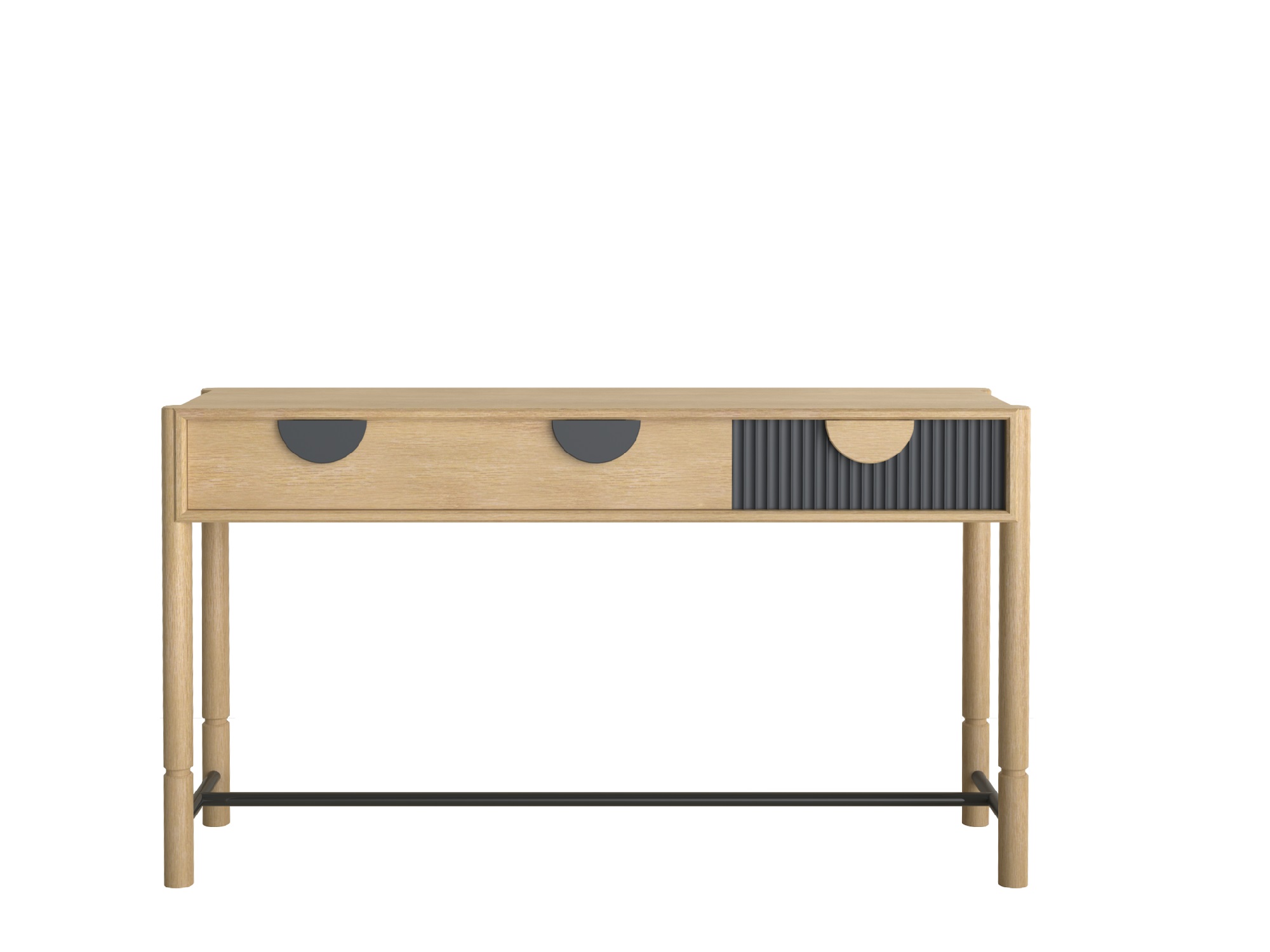 Консоль с 2-мя ящиками широкая Oldem (Дуб натуральный/графитовый серый (RAL 7024)  - )