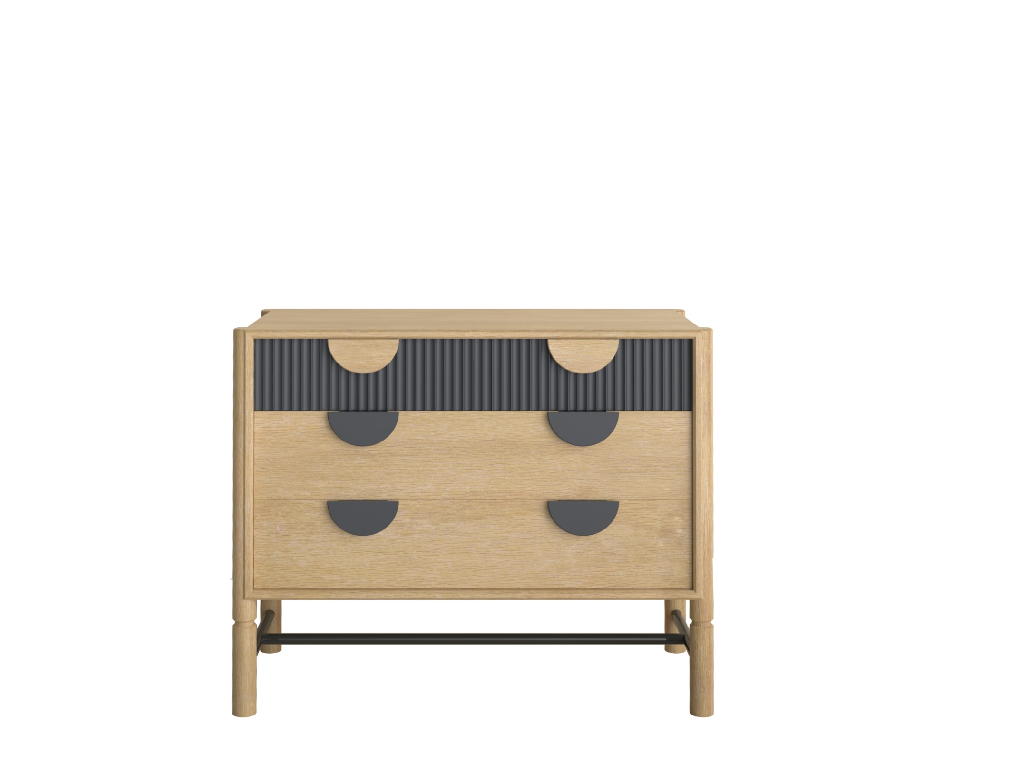 Комод узкий Oldem 4 ящика (Дуб натуральный/графитовый серый (RAL 7024)  - )