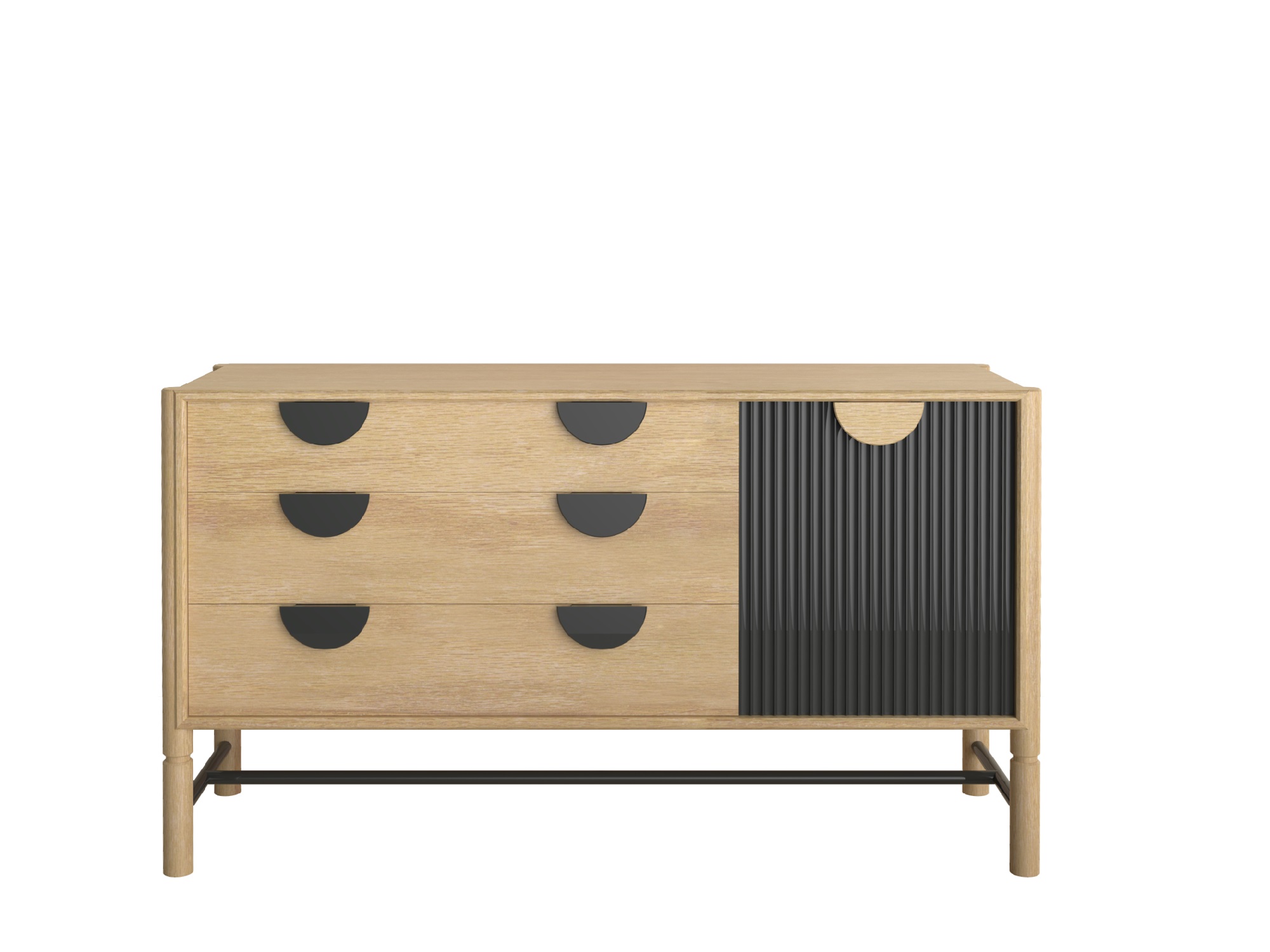 Комод широкий Oldem 4 ящика и фасад (Дуб натуральный/графитовый серый (RAL 7024)  - )