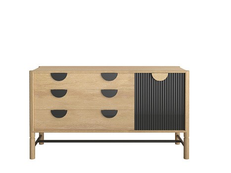 Комод широкий Oldem 4 ящика и фасад (Дуб натуральный/графитовый серый (RAL 7024)  - )